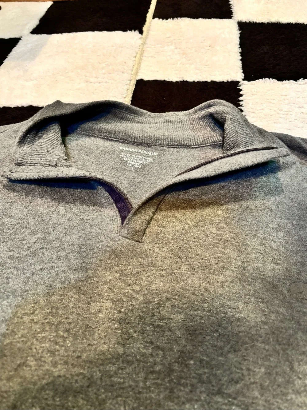 Banana Republic Gray Long-Sleeve Polo Knit